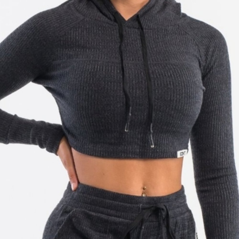 Echt Cropped Hoodie in Charcoal